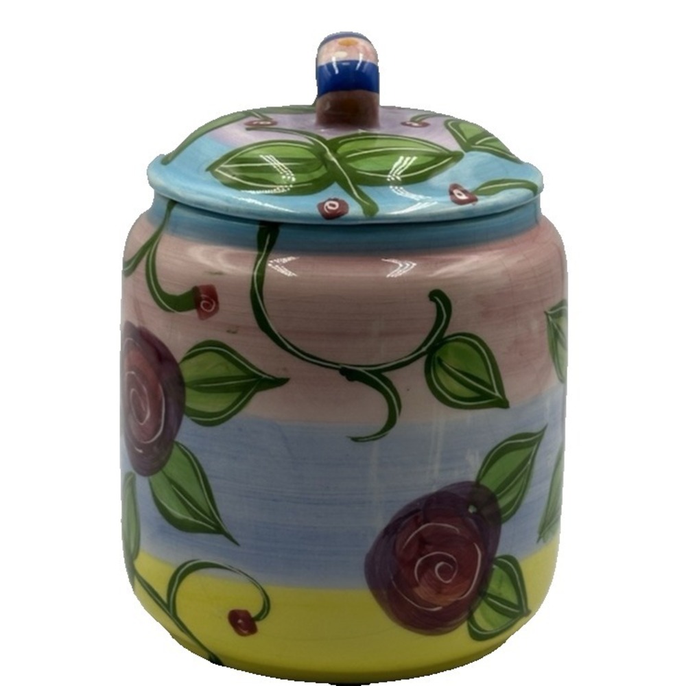 Porcelin Ceramic Jar by Chaleur Karen Gelff with lid 6" tall X 5" wide
